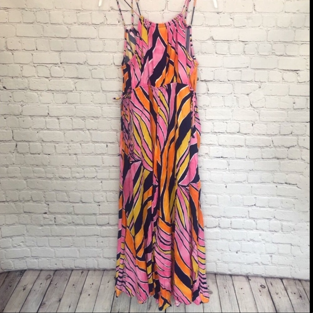 ANTHROPOLOGIE / Maeve finley pink yellow jumpsuit - Picture 4 of 6